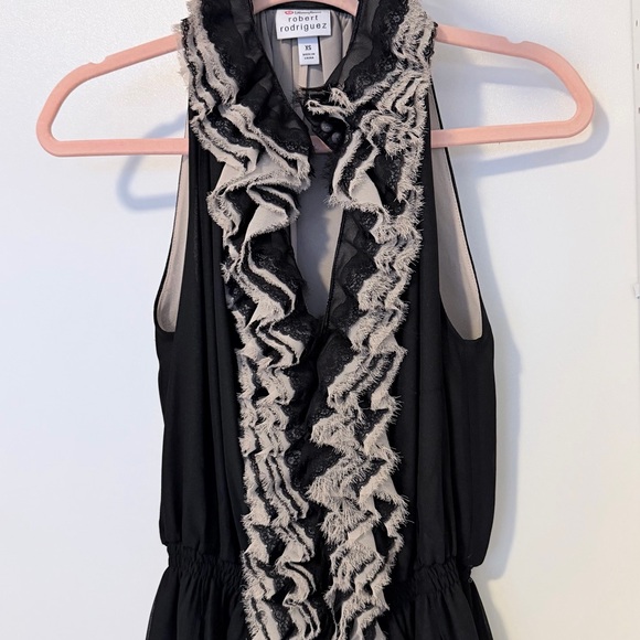Robert Rodriguez Black and Cream Ruffled Blouse - Picture 2 of 7